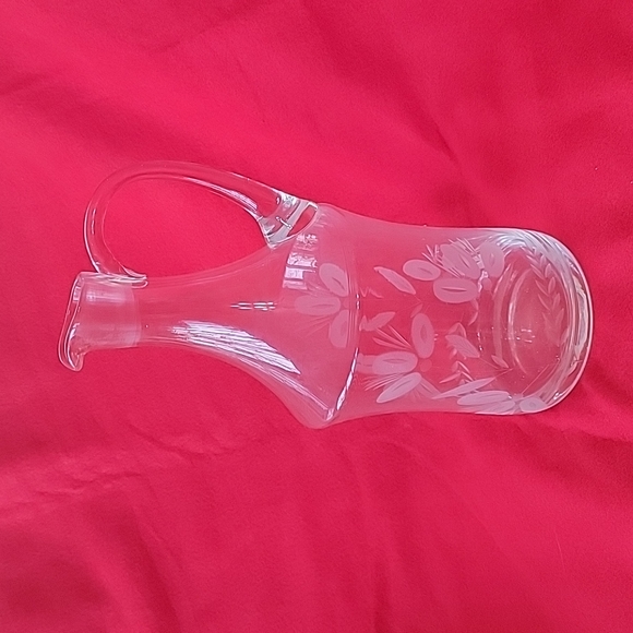 Etched Clear Glass 11" Pitcher - Picture 1 of 5